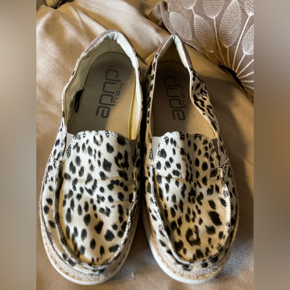 Women's HeyDude Lena Leopard print canvas shoes